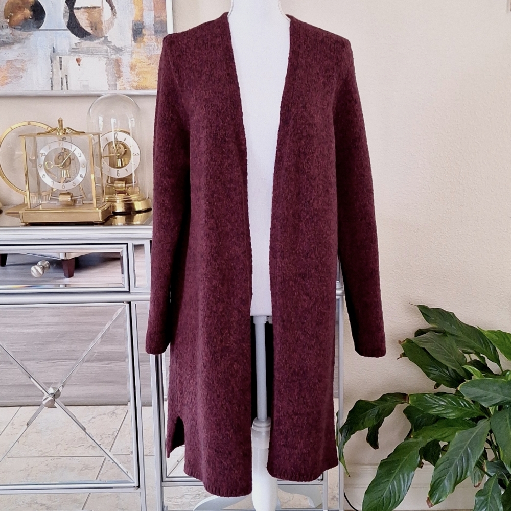 J. Crew Burgundy Open Front Cardigan